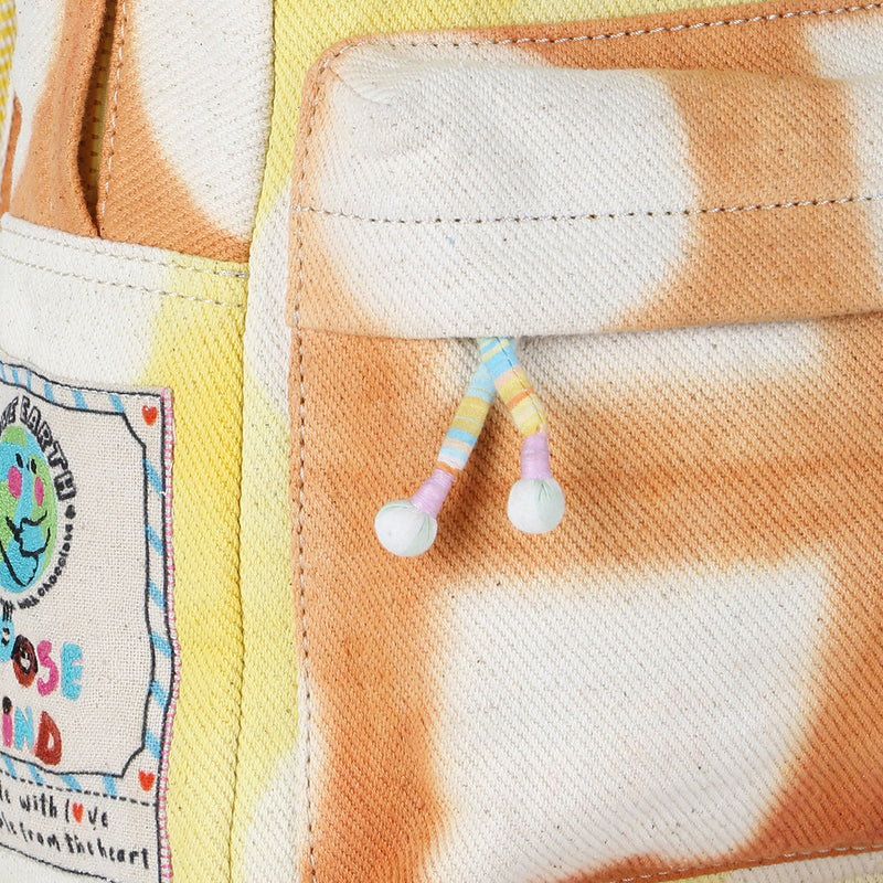 Handwoven Denim Bag for Kids | Patterns Formed By Eco Printing | Yellow & Orange