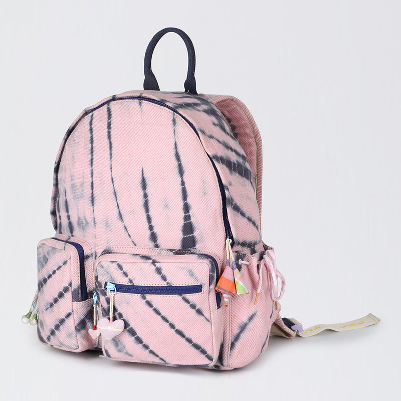 Handwoven Denim Backpack for Kids | Tie-Dye | Pink & Blue | 5 L