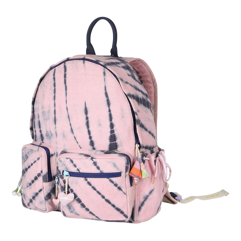 Handwoven Denim Backpack for Kids | Tie-Dye | Pink & Blue | 5 L