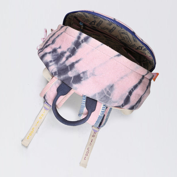 Handwoven Denim Backpack for Kids | Tie-Dye | Pink & Blue | 5 L