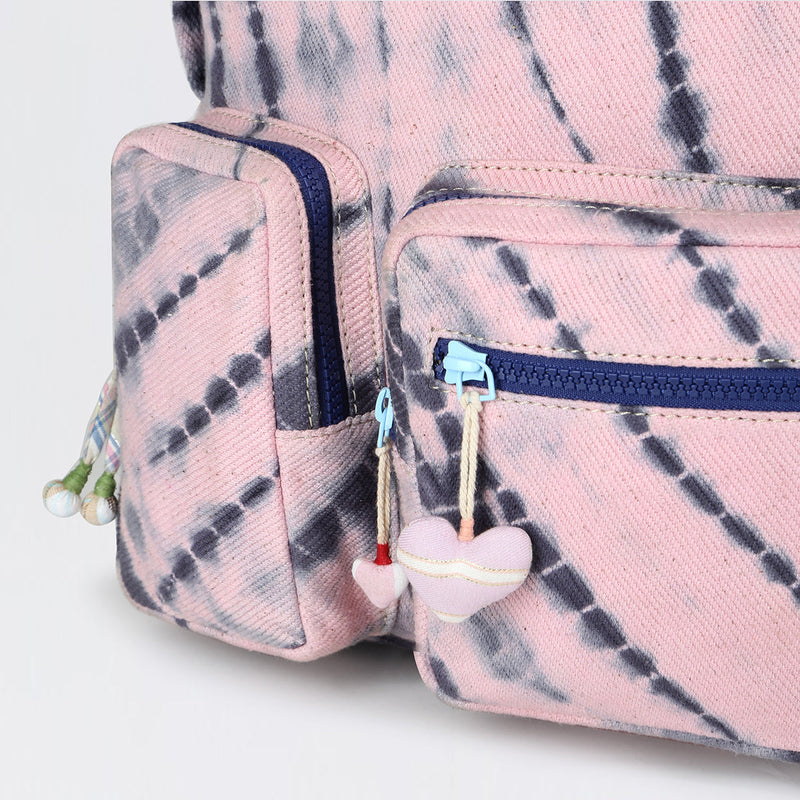 Handwoven Denim Backpack for Kids | Tie-Dye | Pink & Blue | 5 L