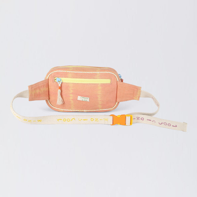 Handwoven Denim Fannypack for Kids | Patch Work | Tie-Dye | Orange & Yellow | 1 L