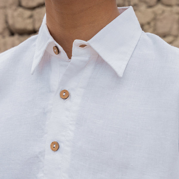 White Shirt for Boys | Half Sleeveless | Linen
