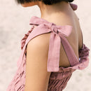 Linen Dress for Girls | Strap Tie Up | Pink