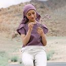 Linen Top for Girls | Leaf Sleeves | Purple