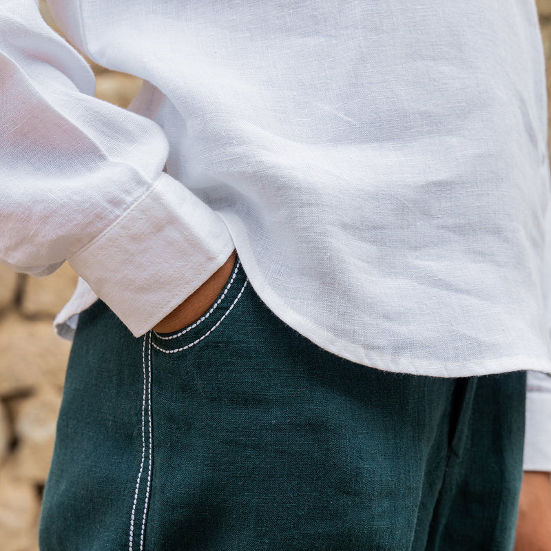 Linen Trousers for Boys | Green