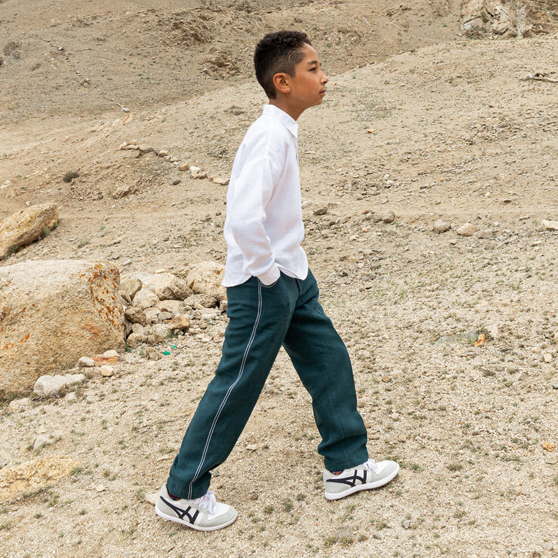 Linen Trousers for Boys | Green