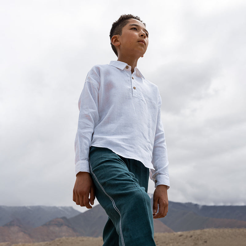 Linen Trousers for Boys | Green