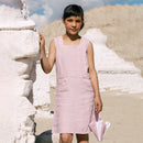 Linen Dress for Girls | Sleeveless | Pink