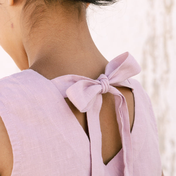 Linen Dress for Girls | Sleeveless | Pink
