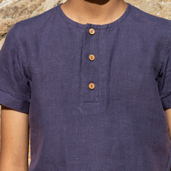 Linen Shirt for Boys | Half Sleeves | Blue