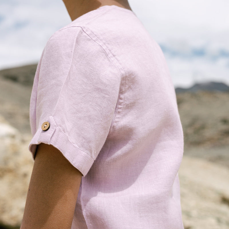 Linen Shirt for Boys | Half Sleeves | Pink