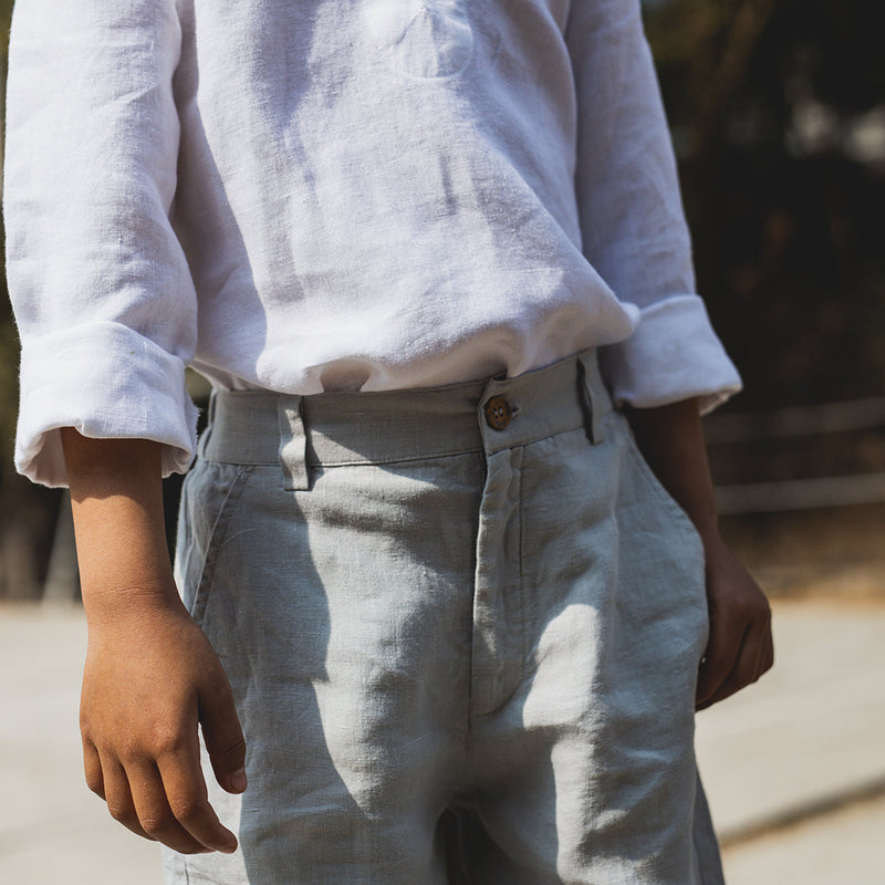 Linen Pants for Boys | Straight Fit | Cloud Grey