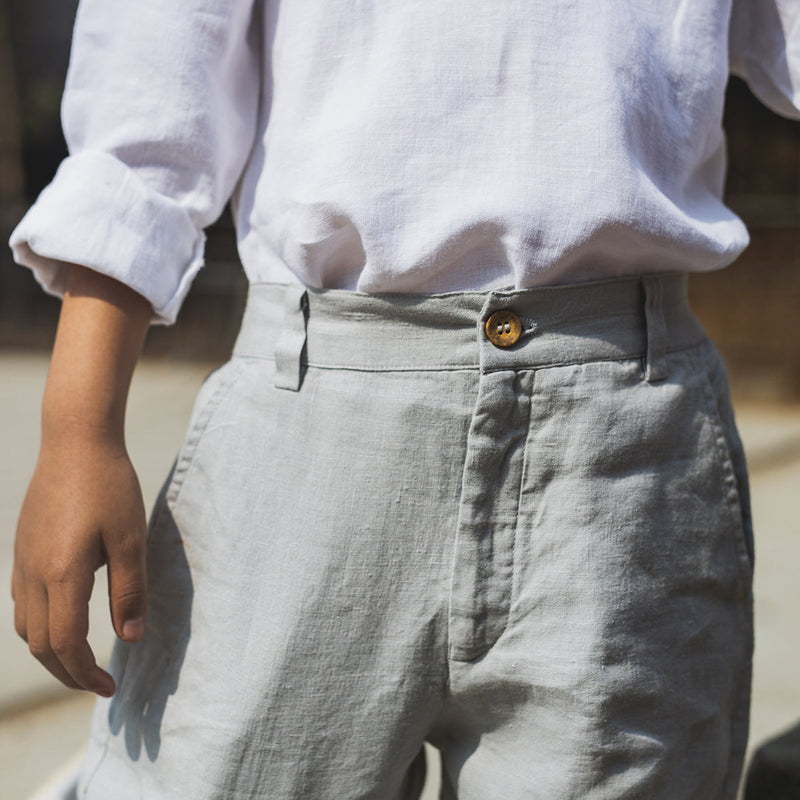 Linen Pants for Boys | Straight Fit | Cloud Grey