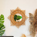 Cane Decorative Wall Mirror | Sun Design | Beige | 43 cm