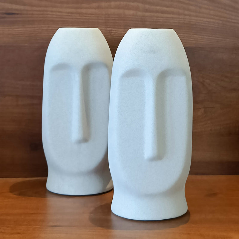 Ceramic Vase | Face Design | Beige