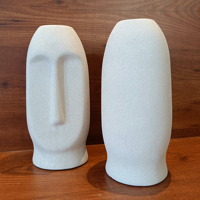 Ceramic Vase | Face Design | Beige