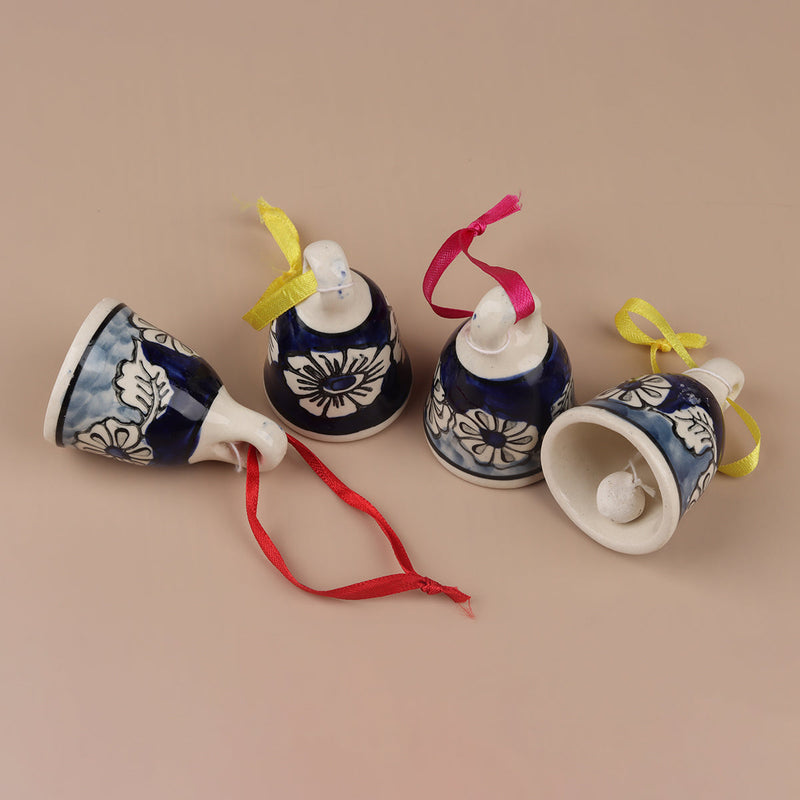 Wall Decor Items | Ceramic Hanging Bells | Multicolour | 6 Pcs