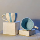 Ceramic Tea Cup | White-Blue | 220 ml