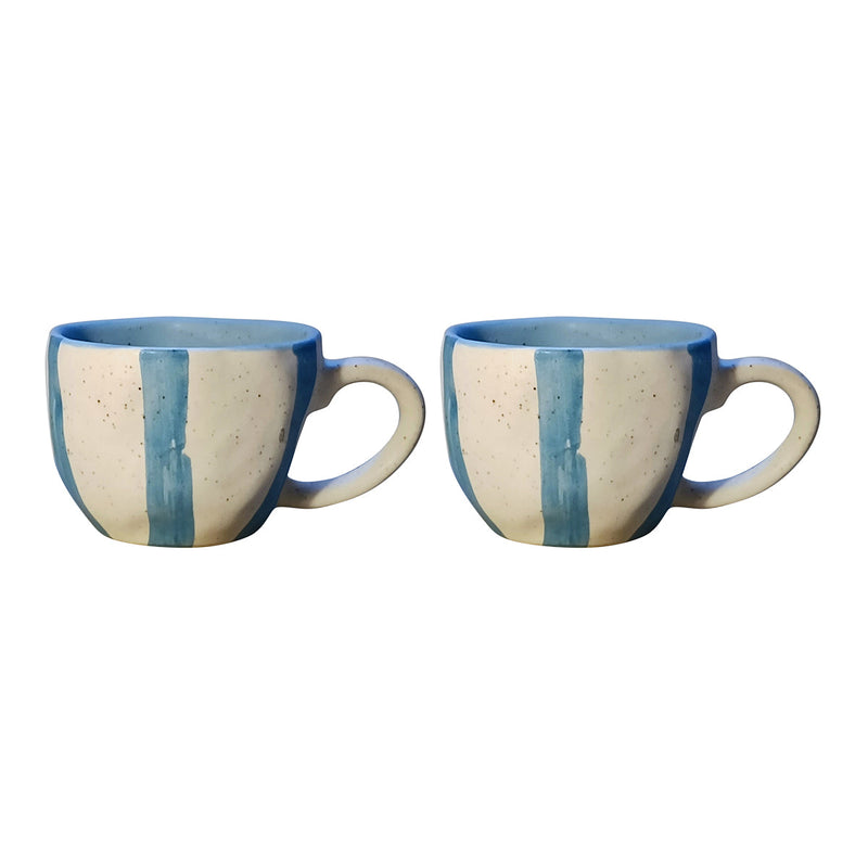 Ceramic Tea Cup | White-Blue | 220 ml