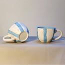 Ceramic Tea Cup | White-Blue | 220 ml