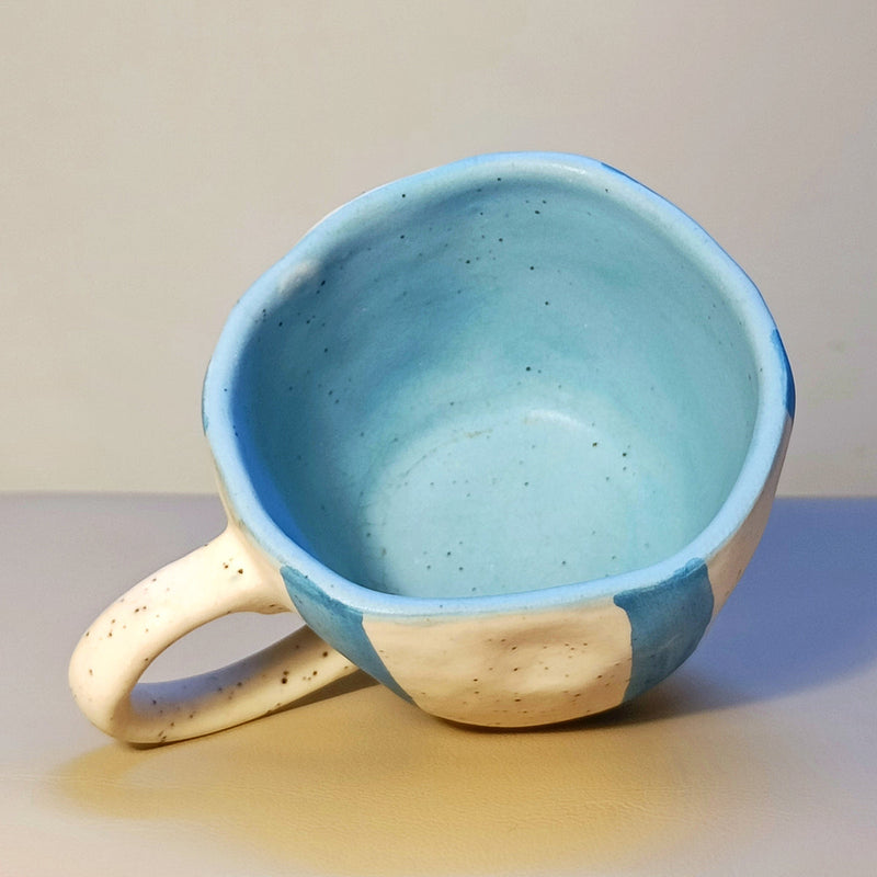 Ceramic Tea Cup | White-Blue | 220 ml