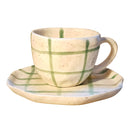 Ceramic Cup and Saucer | White-Green | 220 ml