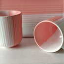 Ceramic Cups and Platter Set | Pink-White | 300 ml