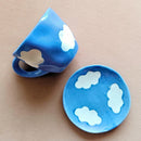 Ceramic Cup Saucer Set | Clouds Design | Blue | 200 ml