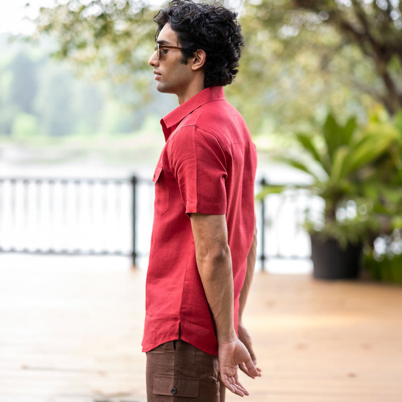 Linen Shirt for Men | Indian Red