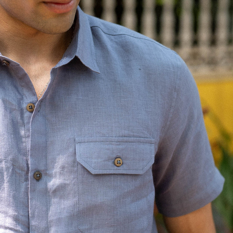 Linen Mens Shirt | Wildflower Blue