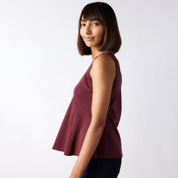 Flared Top for Women | Scoop Neck | Red