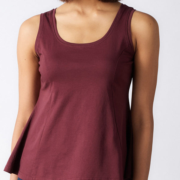 Flared Top for Women | Scoop Neck | Red