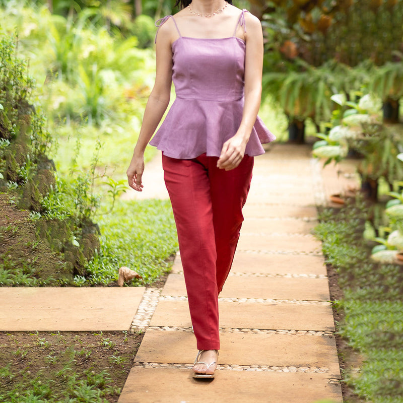 Linen Pants for Women | Red