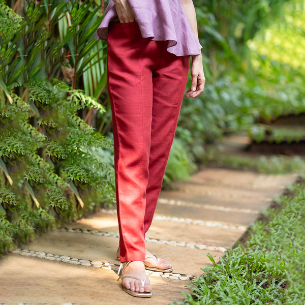 Linen Pants for Women | Red