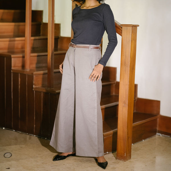 Hemp Flared Pants for Women | Silver Sand