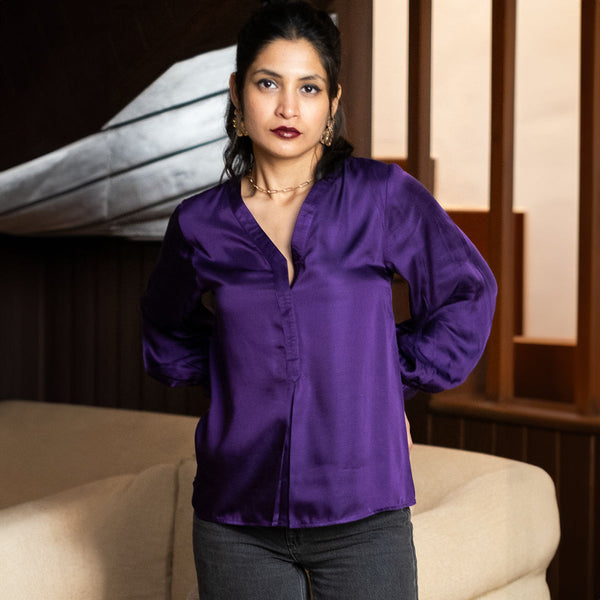 Purple Shirt for Women | Modal Bemberg | Full Sleeves