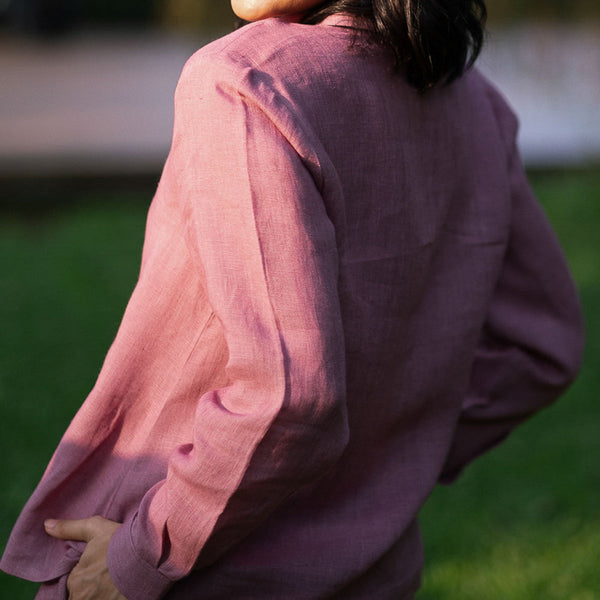 Linen Shirt for Women | Full Sleeves | Vintage Pink