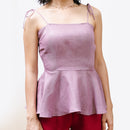 Linen Peplum Top for Women | Vintage Pink