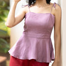 Linen Peplum Top for Women | Vintage Pink