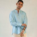 Cotton Kurta for Men | Blue | Textured