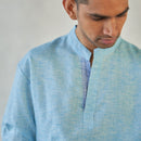 Cotton Kurta for Men | Blue | Textured