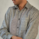 Grey Shirt for Men | Textured Cotton | Full Sleeves