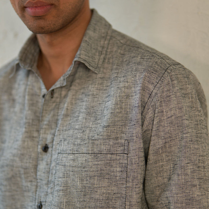 Grey Shirt for Men | Textured Cotton | Full Sleeves