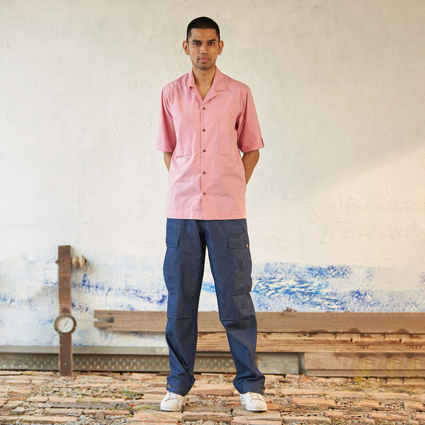 Cotton Light Pink Shirt for Men | Poplin | Patch Pockets