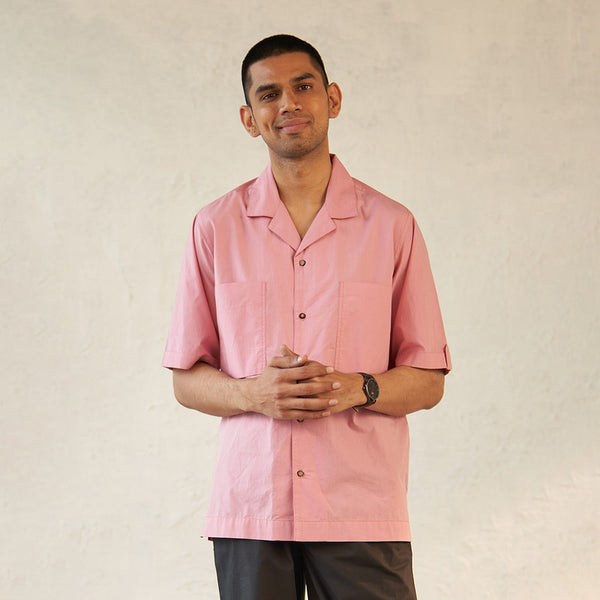 Cotton Light Pink Shirt for Men | Poplin | Patch Pockets