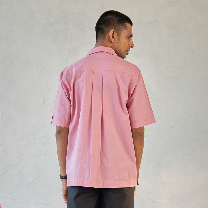 Cotton Light Pink Shirt for Men | Poplin | Patch Pockets