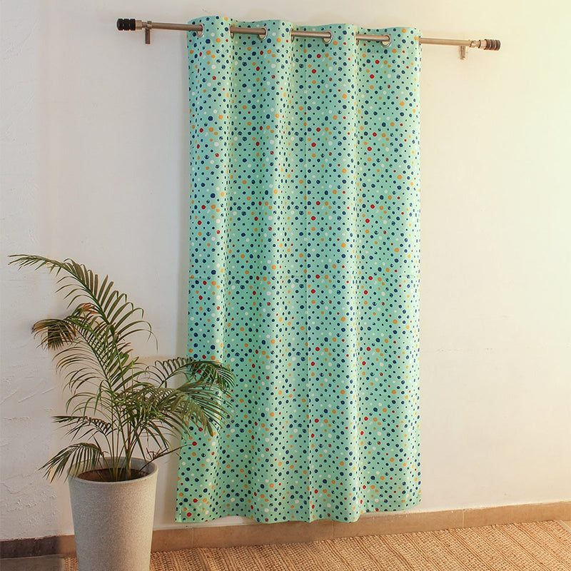 Cotton Curtains | Polka Print | Blue