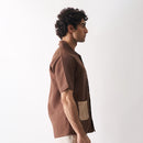 Brown Linen Shirt for Men | Hand Embroidered | Half Sleeves