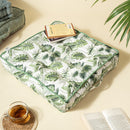 Cotton Floor Cushion for Sitting | Leaf Print | Green